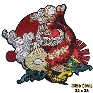 Lucky Japanese Koi Fish Motorcycle Biker Large back Patch XL