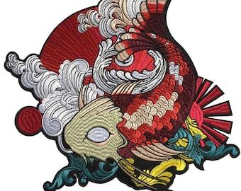 Lucky Japanese Koi Fish Motorcycle Biker Large back Patch XL