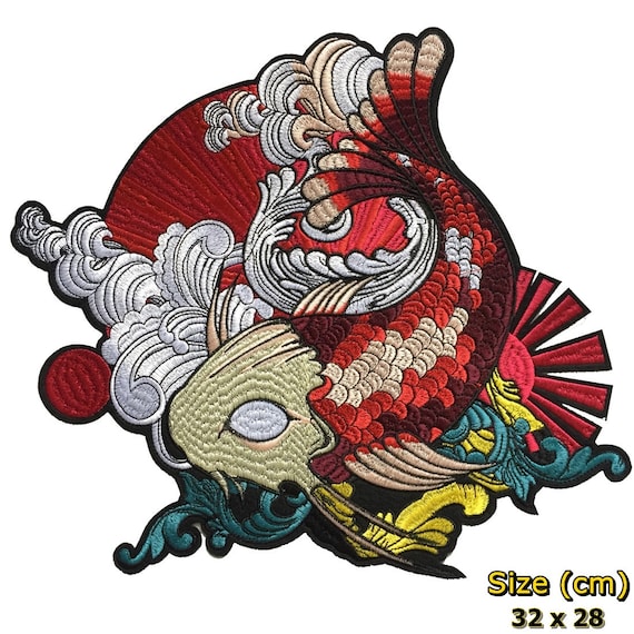 Lucky Japanese Koi Fish Motorcycle Biker Large Back Patch XL UK
