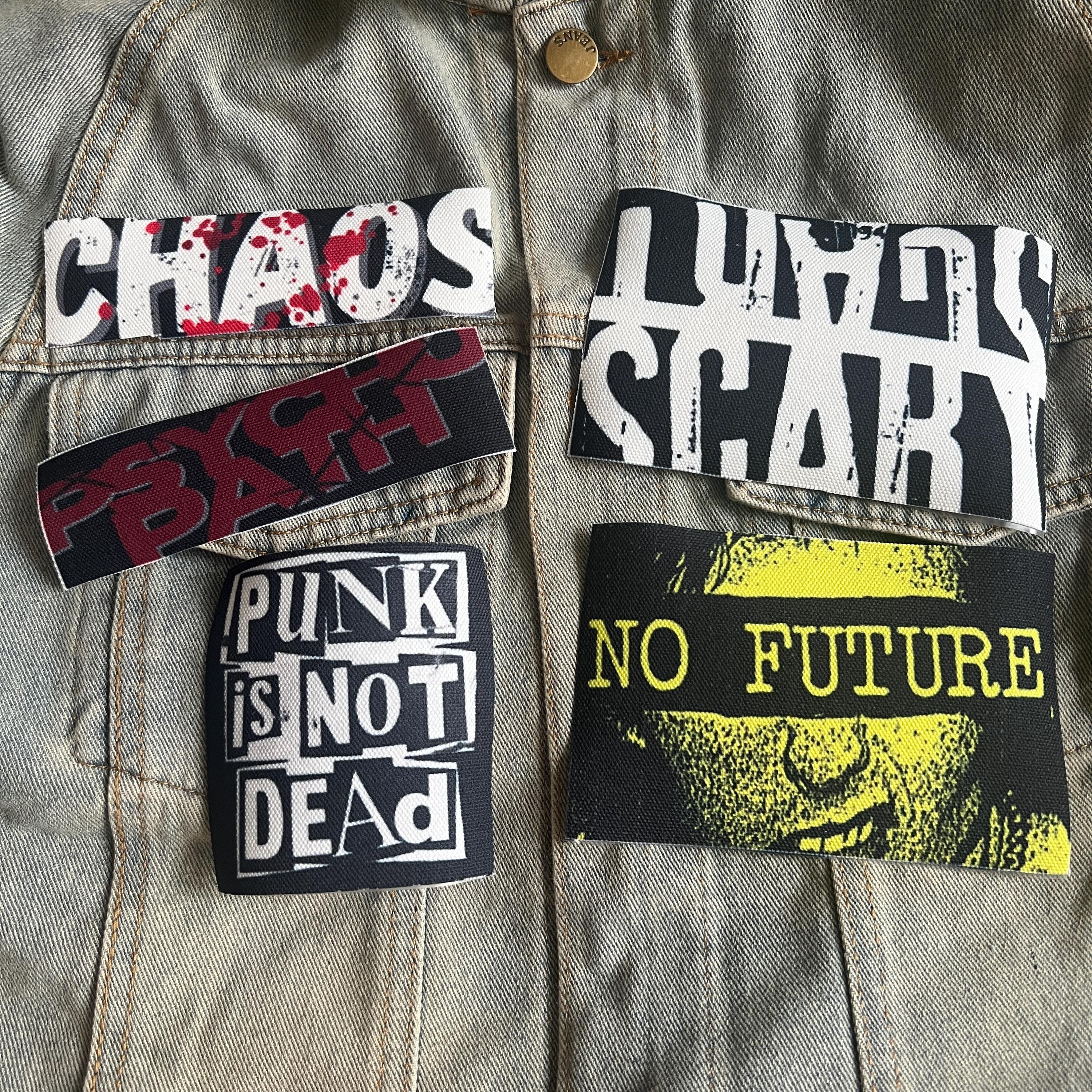 Scary Chaos Punk Not Dead crust punk Grunge Style Iron on DIY Printed Canvas Patch