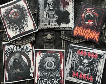 Parche de lienzo impreso DIY con diseño de calavera de diablo, Horror, Grindcore, crust punk, Grunge, planchado