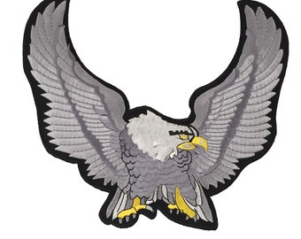 Grey Flying Eagle Hawk Big Bike Rider Giant back Patch XL