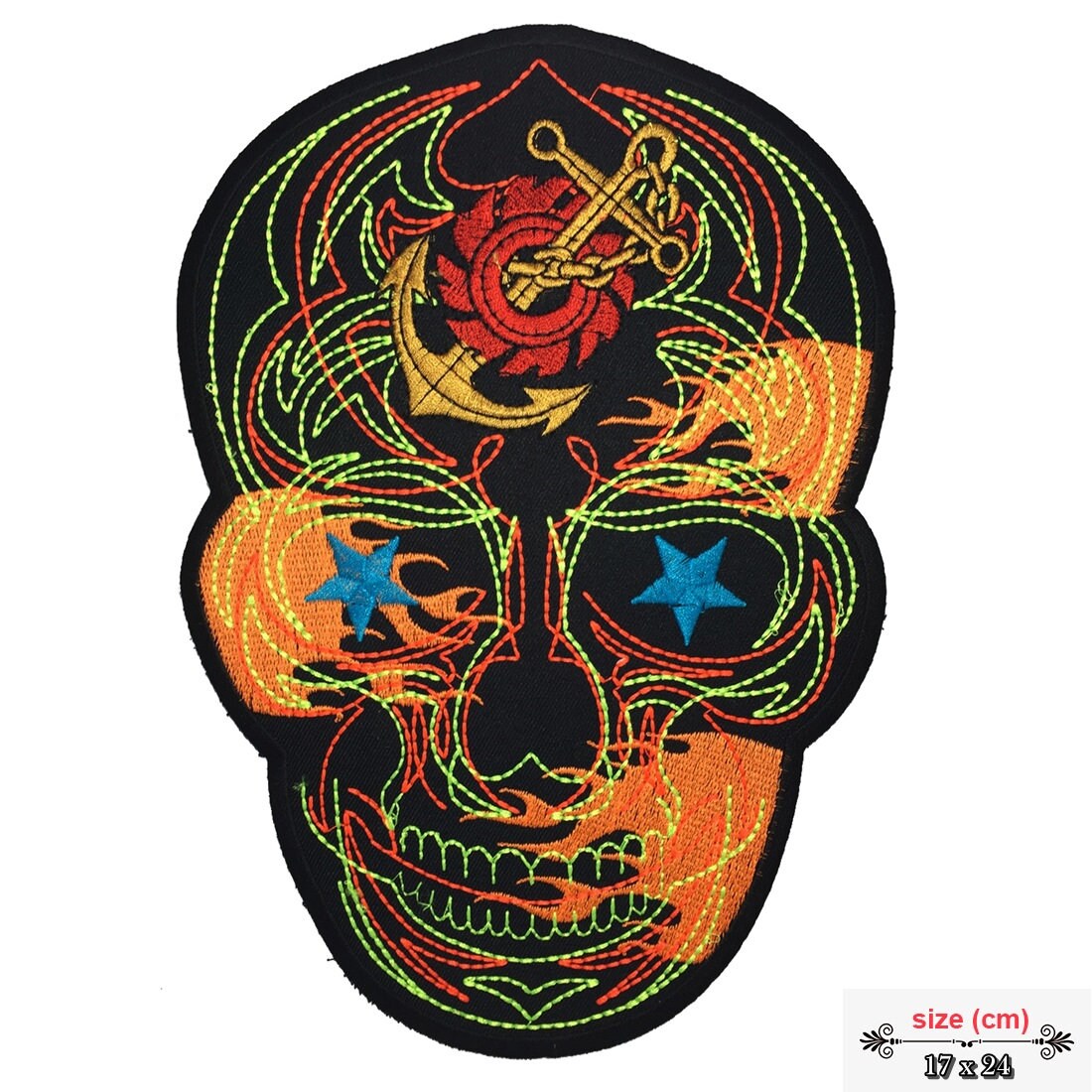 Anchor Sugar Skull Large Back Patch XL - Etsy