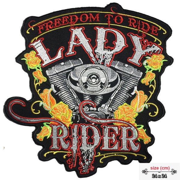 Lady Rider Biker Grand dos Patch XL