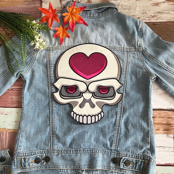 Big Heart Skull Giant LargeLarge back Patch XL