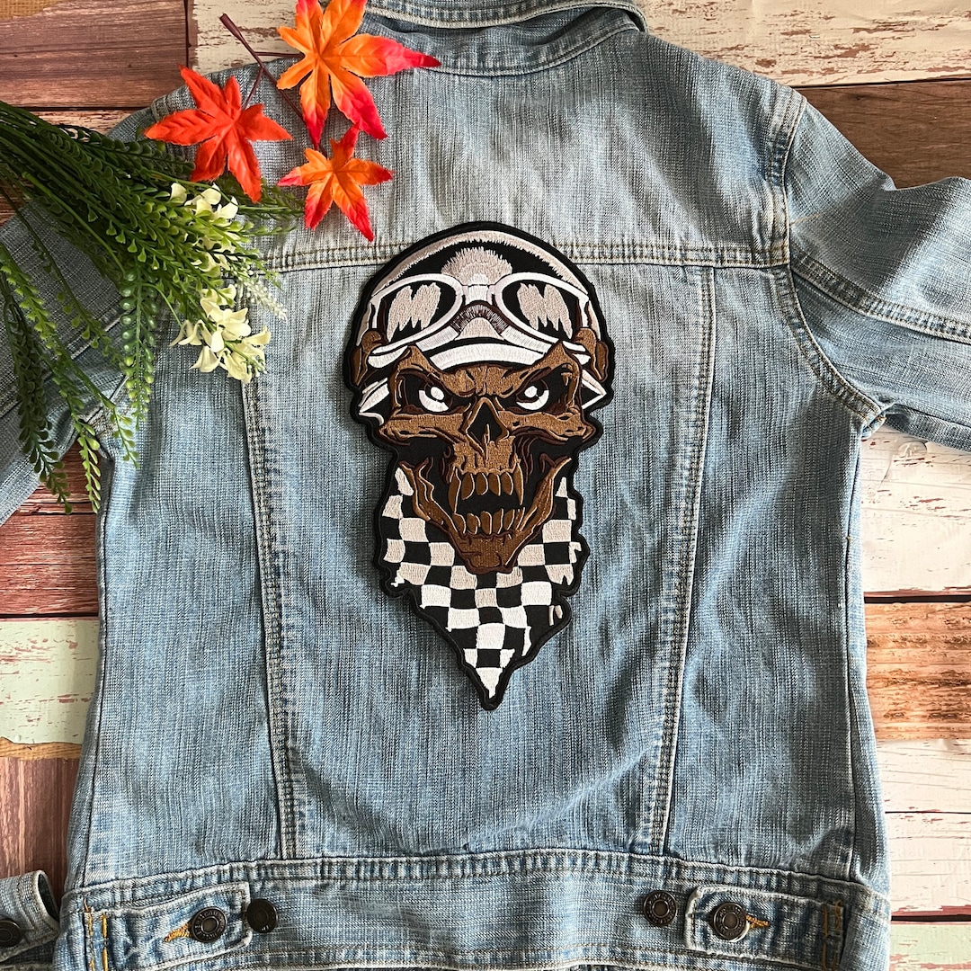 Skull Racing Biker Large Back Patch XL - Etsy