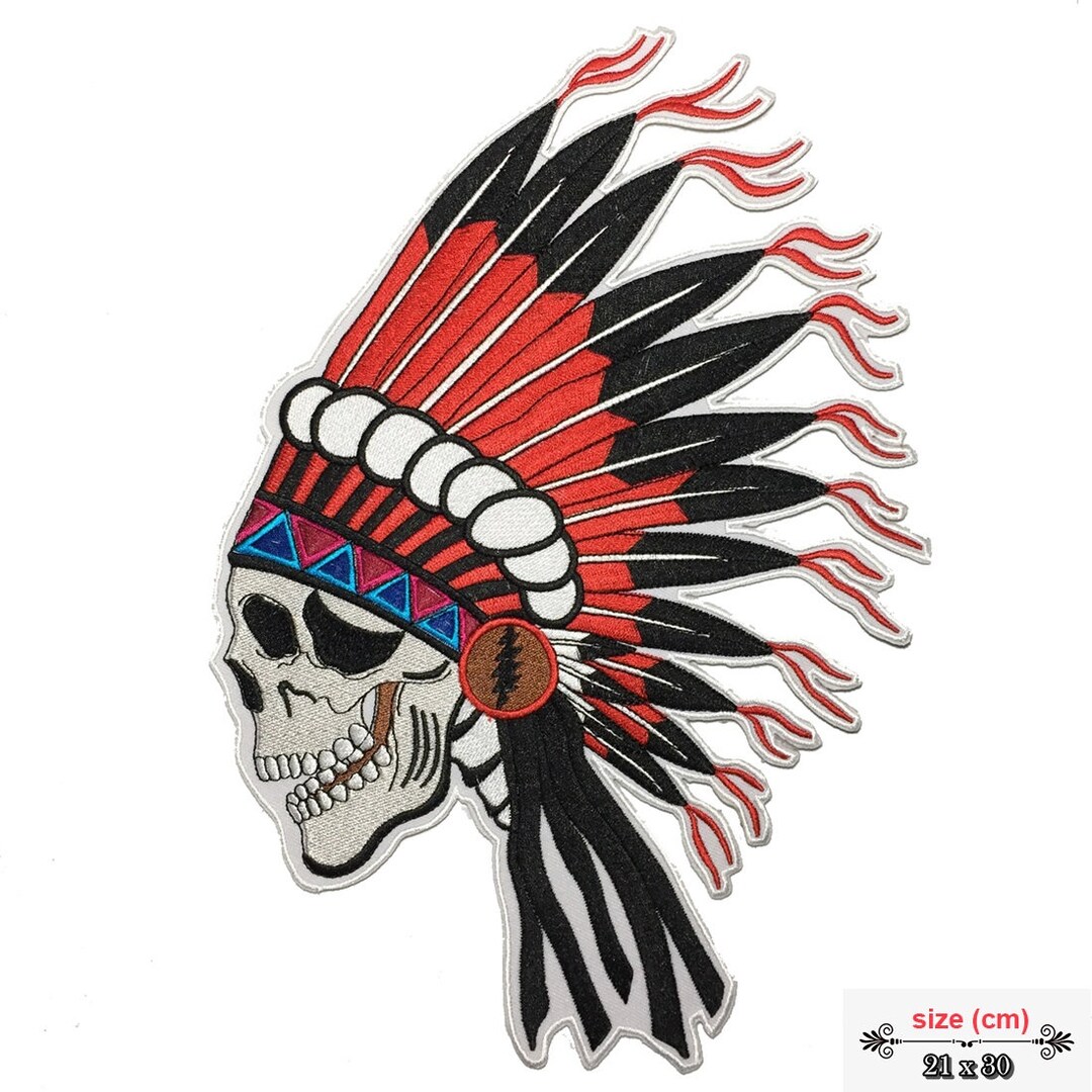 Native American Indian Skull Large Back Patch XL - Etsy