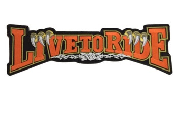 Orange Live to Ride Eagle Claw Large back Patch XL