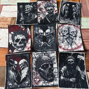 Horror Dark Art Occult Necronomicon crust punk Grunge Style Iron on DIY Printed Canvas Patch