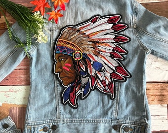 Cherokee Chief Native American Indian Giant back Patch Size XL