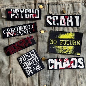 Scary Chaos Punk Not Dead crust punk Grunge Style Stryk-på DIY Tryckt Canvas Tygmärke