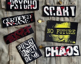 Scary Chaos Punk Not Dead crust punk Grunge Style Iron on DIY Printed Canvas Patch