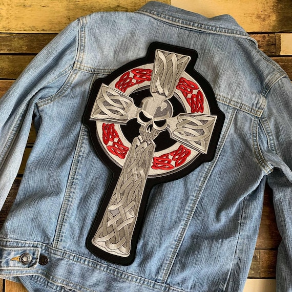 Purchase CELTIC CROSS SKULL BIKER PATCH (XXL) 11 INCH PATCH In Las - Foto 5