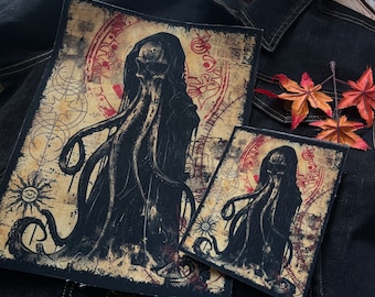Oktopus Monster Necronomicon Aufnäher zum aufbügeln
