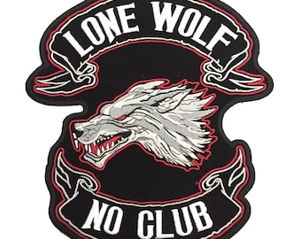 Lone Wolf No Club Riese Großer Rücken Aufnäher XL
