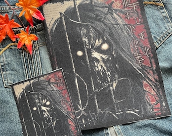 Wrong Turn Zombie Horror Necronomicon page Grunge Style Iron on DIY Canvas Patch