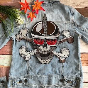 Fire Rock Skull Viking Warrior Large Giant back Patch XL