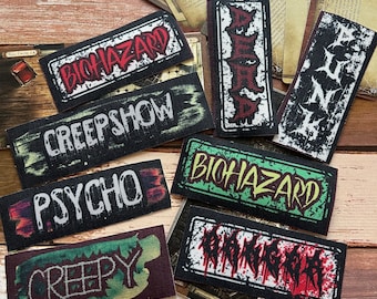 Psycho Creepy Word crust punk estilo Grunge hierro en parche de lona impreso DIY