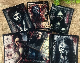 Gore Girl Dark Art Occult Necronomicon Grunge Style Iron on DIY Printed Canvas Patch