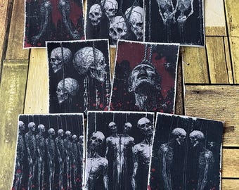 Hanging Psycho Dark Art Occult crust punk Grunge Style Iron on DIY Printed Canvas Patch