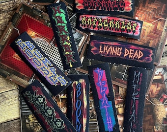 Toppa in tela stampata fai da te in stile grunge, stile grunge, con scritta Satan Death Horror Grindcore crust punk