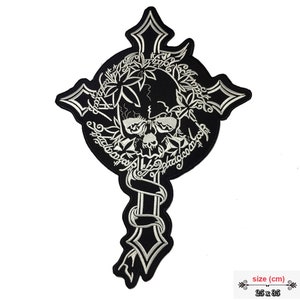Gothic Skull Occult Cross Large back Patch XL