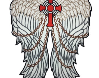 Angel Wing Cross Giant Large back Patch XL