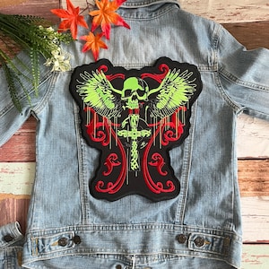 Death Skull Wing Cross Giant LargeLarge back Patch XL