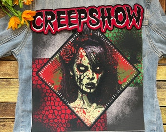 Creepshow Bloody Zombie Doll 70s Horror Movie Grunge Style Iron on DIY Printed Canvas Patch