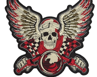 Skull Wing Racing Rider Giant back Patch XL