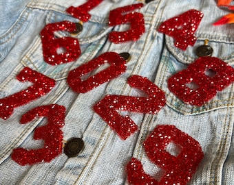 Hotfix Number 0-9 Ruby Red Crystal Rhinestone iron on Patch
