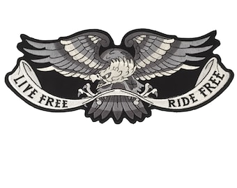 Live Free Ride Free Eagle Hawk Big Bike Racing Rider Giant back Patch XL