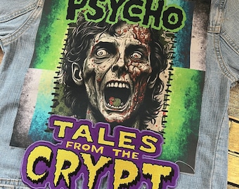 Berättelser från kryptan Psycho Undead 70-tals skräckfilm Grunge-stil Stryk-på DIY-lapp