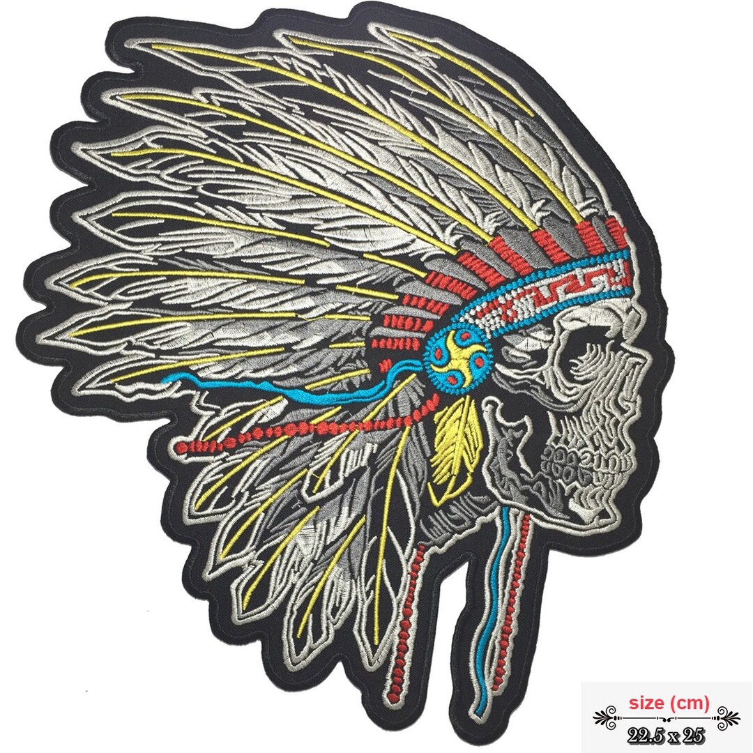 Native American Indian Skull Large Back Patch XL - Etsy