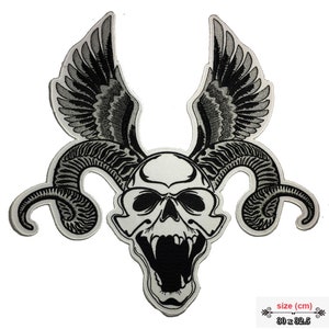Satanic Demon Horn Wing Large Giant back Patch XL