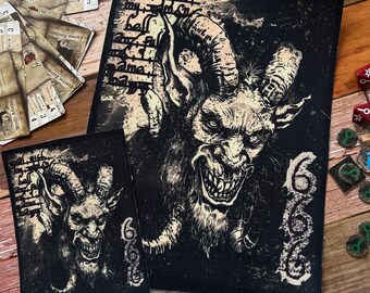 Satan Demon 666 Necronomicon page Grunge Style Iron on DIY Canvas Patch