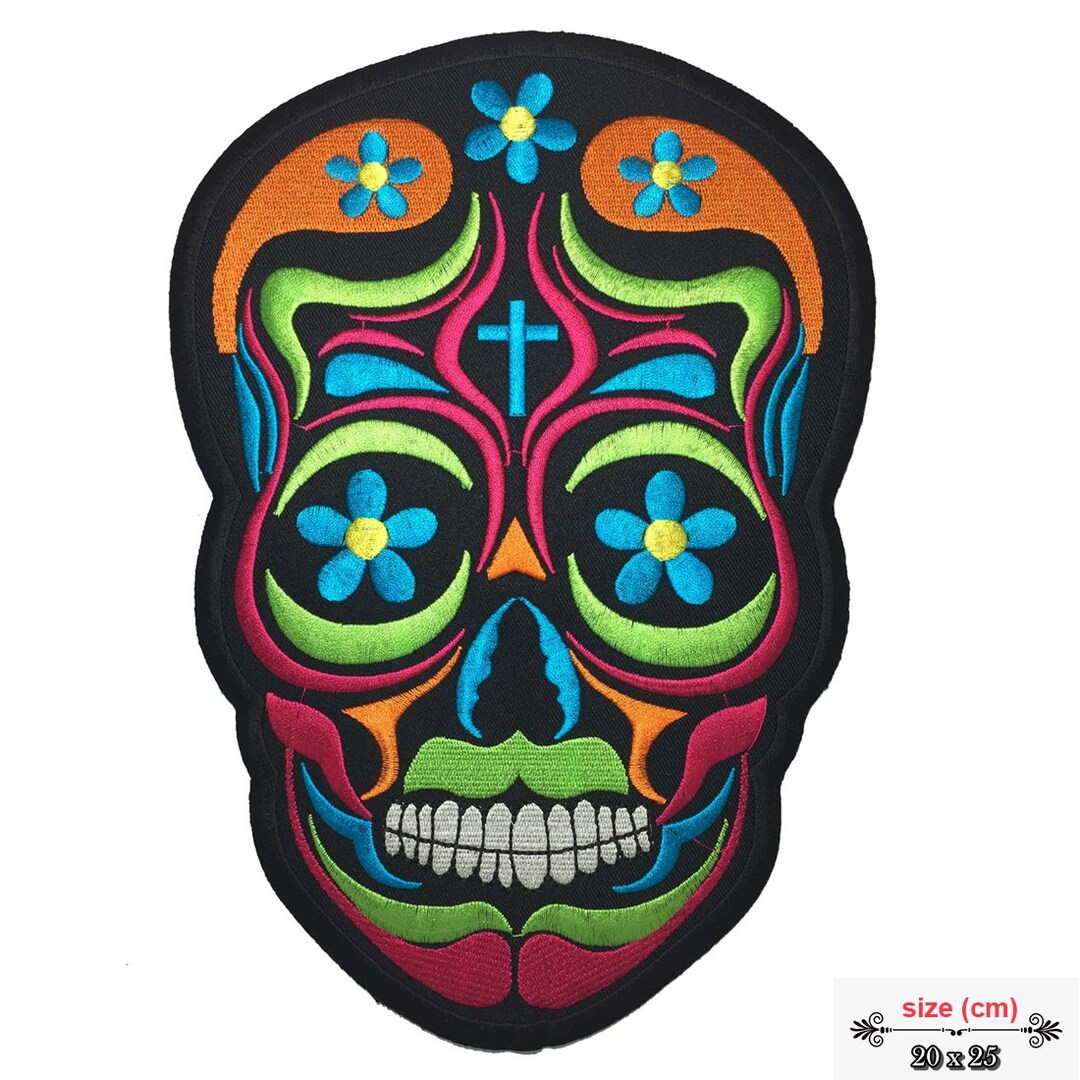 Sugar Skull Flower Large Giant Back Patch XL - Etsy