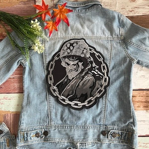 Skull Chain Rock Dark Motorcycle Biker Large back Patch XL