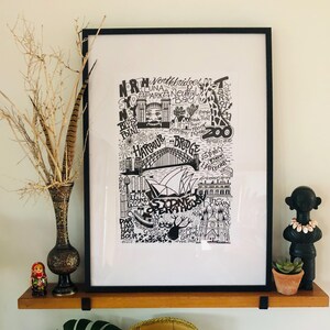Sydney Art, Hand Drawn, Sydney Souvenir, Printed on A2 Poster, Signed, Numbered, Free Shipping