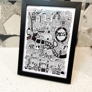 Melbourne Art hand drawn, Melbourne Art, Free Shipping