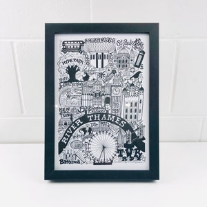 London Art hand drawn, London Art, Free Shipping