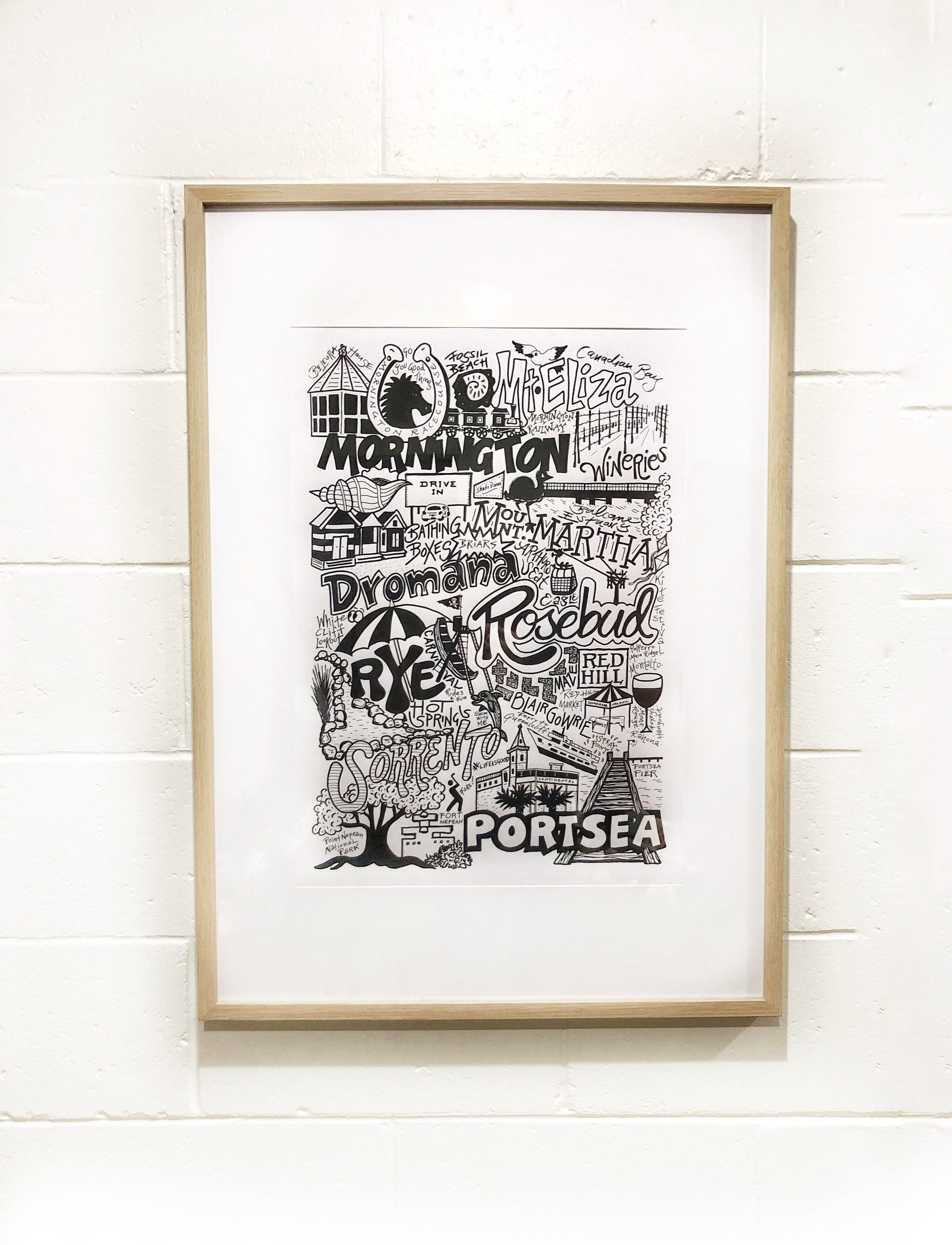 Mornington Peninsula Art, Mornington Peninsula Souvenir,hand Drawn