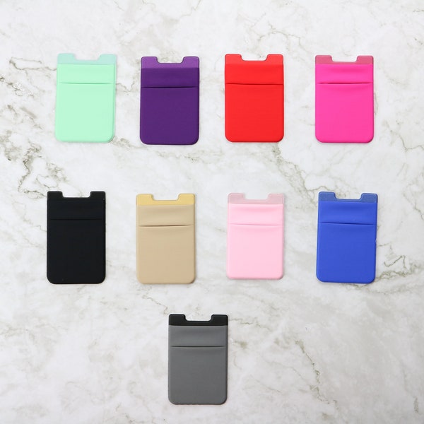 Double Pocket Stretchy Cell Phone Stick on Wallet Card Holder Phone Pocket for iPhone, Android and All Smartphones