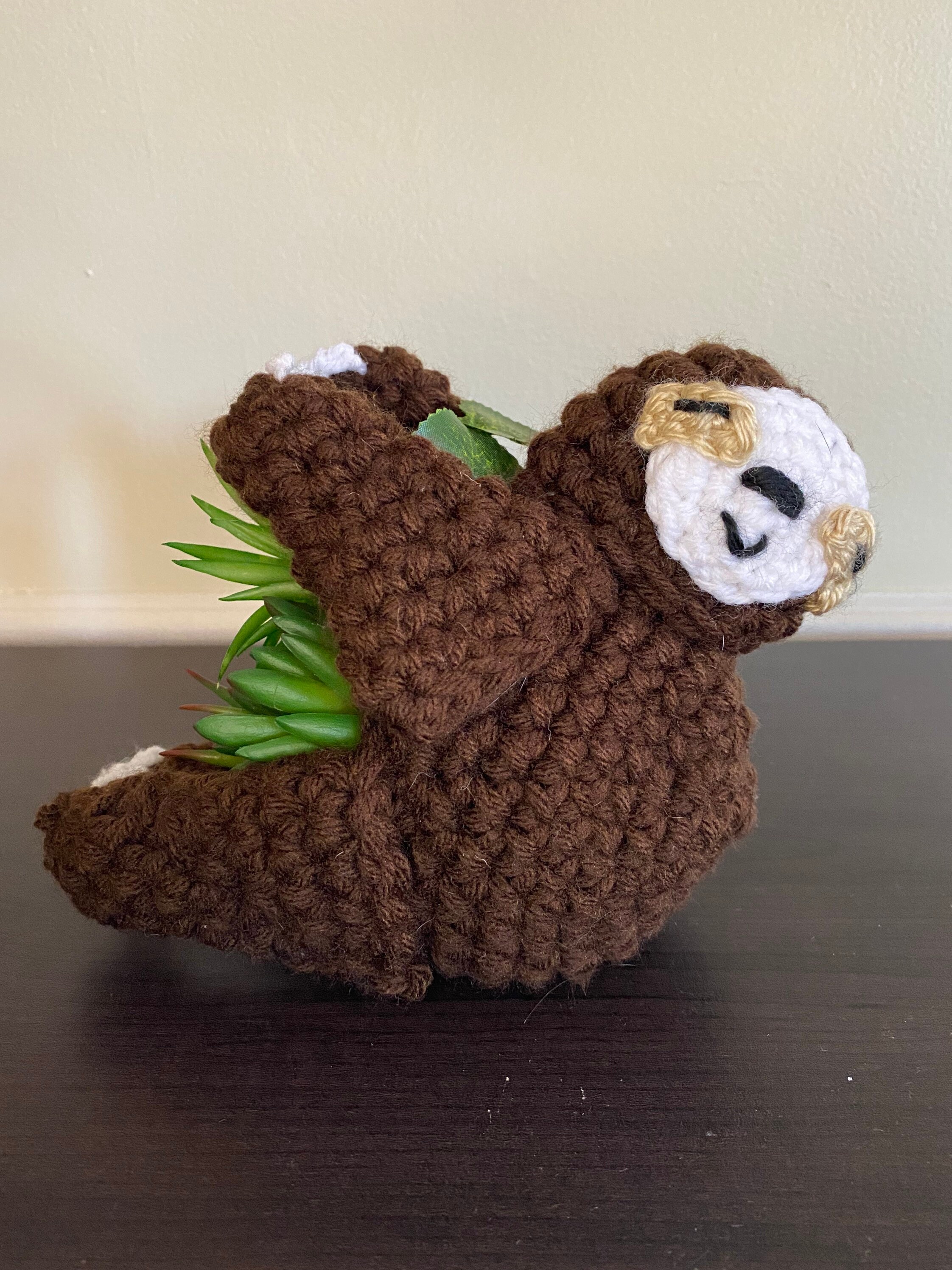 Handmade Crocheted Sloth Plant Hanger Brown | Etsy