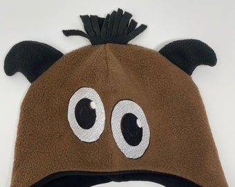 Handmade Brown Monster Fleece Hat, Toddler Children, Adult Beanie,