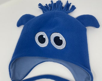 Handmade Blue Monster, Dragon Fleece Hat, Toddler Children, Adult Beanie,
