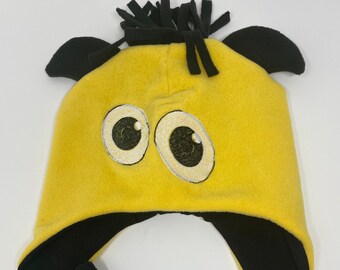 Handmade Yellow Monster, Dragon Fleece Hat, Toddler Children, Adult Beanie,