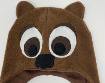 Handmade Brown Squirrel Fleece Hat, Toddler Children, Adult Beanie,