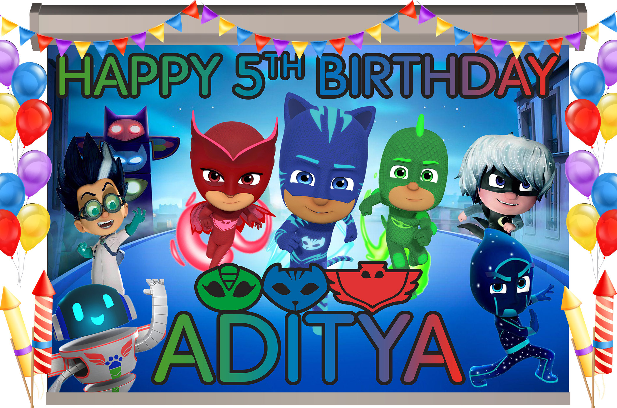 Pj Mask Backdrop Pj Mask Birthday Party Banner Pj Mask Party | Etsy