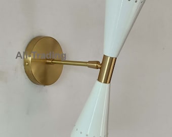 Diabolo Wall Sconce Italian Modern Stilnovo Style Wall Light Lamps - 1950's Mid Century Italian Sconce Lights